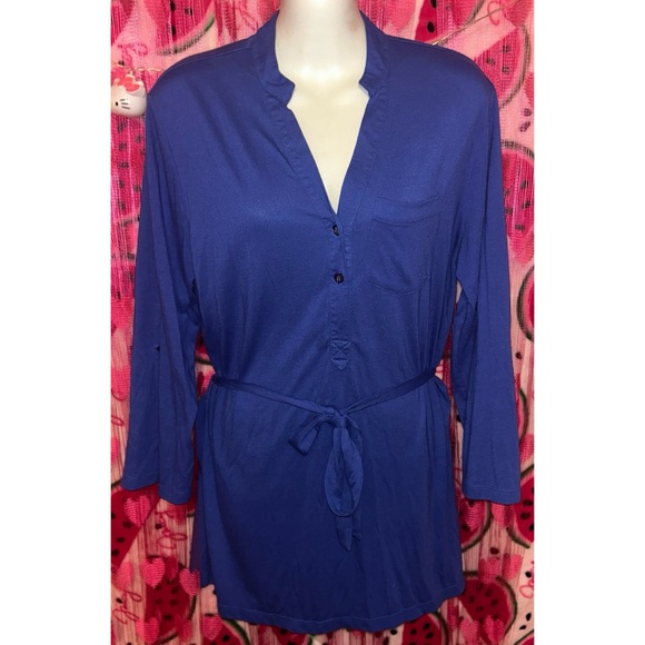 💙 2 for $7 Mix & Co Belted Blouse - Picture 1 of 6